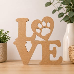 Placa Decorativa Love Gatos e Cachorros MDF Corte Laser Decoração De Parede