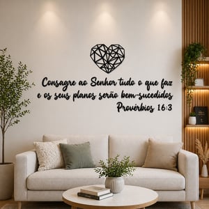 Frase Decorativa MDF Fé Parede Preto Fosco Sala Quarto Escritório Religiosa