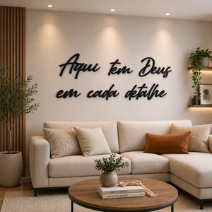 Frase Decorativa Deus em Cada Detalhe MDF Preto Parede Autocolante Sala Quarto
