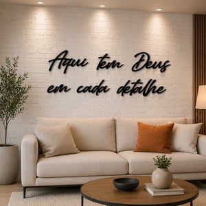Frase Decorativa Deus em Cada Detalhe MDF Preto Parede Autocolante Sala Quarto