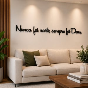 Frase Decorativa Nunca Foi Sorte Sempre Foi Deus MDF Preto Parede Autocolante