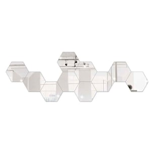 Espelho Decorativo Hexágonos 10 Peças Parede Banheiro Quarto Sala Moderno Sem Furo