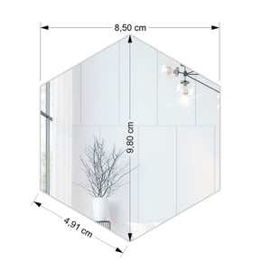 Espelho Decorativo Hexágonos 10 Peças Parede Banheiro Quarto Sala Moderno Sem Furo
