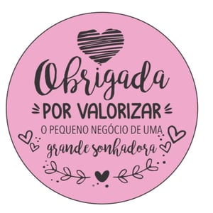 Etiqueta Adesiva “Obrigada por Valorizar” 4,5cm | Vinil Premium | 50 a 500 Unidades