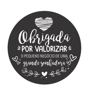 Etiqueta Adesiva “Obrigada por Valorizar” 4,5cm | Vinil Premium | 50 a 500 Unidades
