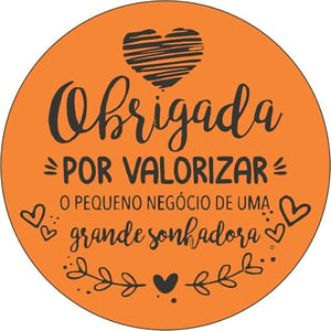 Etiqueta Adesiva “Obrigada por Valorizar” 4,5cm | Vinil Premium | 50 a 500 Unidades