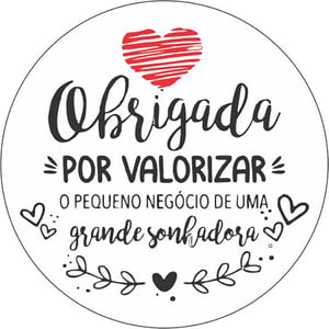 Etiqueta Adesiva “Obrigada por Valorizar” 4,5cm | Vinil Premium | 50 a 500 Unidades