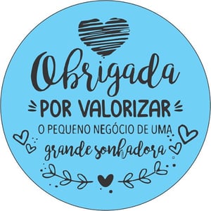 Etiqueta Adesiva “Obrigada por Valorizar” 4,5cm | Vinil Premium | 50 a 500 Unidades