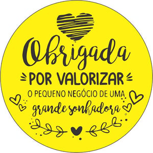 Etiqueta Adesiva “Obrigada por Valorizar” 4,5cm | Vinil Premium | 50 a 500 Unidades