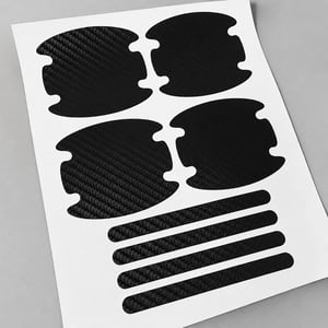 Kit 8 Adesivos Protetores para Maçaneta Automotiva – Fibra de Carbono 4D, Black Piano ou Cristal