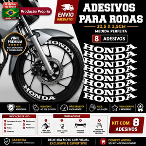 Kit 8 Adesivos Honda Branco Vinil Recortado Moto Carenagem