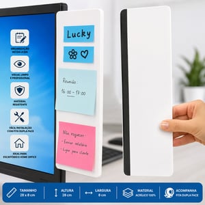 Suporte de monitor para blocos de notas, anotação, lembrete ACRÍLICO 3 MM 8 x 28 cm 4x0  CORTE A LASER 