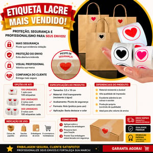 Etiquetas Lacre Adesivo Transparente 3,5x10cm | Segurança c/ Picote | 100 a 300 Unidades