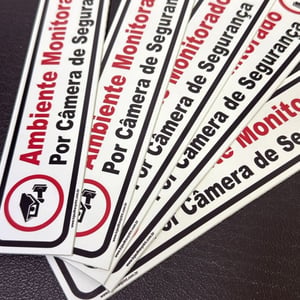 Combo 5 Placas Ambiente Monitorado por Câmeras de Segurança | Placa de Aviso Segurança