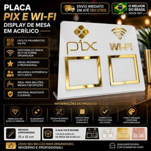 Placa Pix Wifi Acrílico 2 mm 16x9 cm  Corte a Laser  