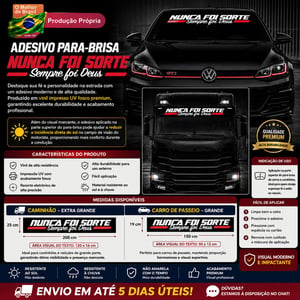 Adesivo Para Carro Parabrisa Nunca foi Sorte Sempre foi Deus