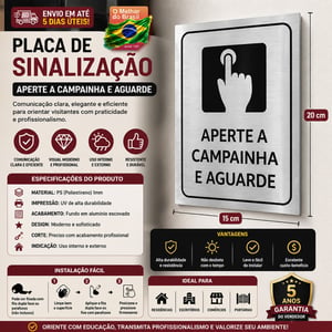 Placa Sinalização De Campainha  De Entrada Residencial e Comercial