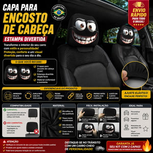 Capa Encosto de Cabeça Carro Divertida 2 Peças Microfibra Elástica Dupla Face Universal