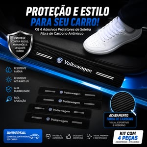 Kit 4 Adesivos Protetores de Soleira para Carro em Fibra de Carbono Antirrisco Universal Proteção Contra Arranhões