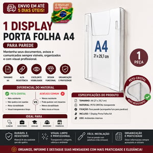 Folha Prontuário Parede A4 Acrílico PETG CRISTAL 2 MM