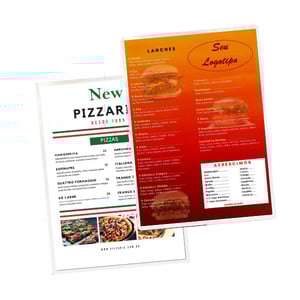Cardápio Plastificado   Impressão Colorida Plastificação Tradicional Cantos Arredondados 