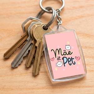 Chaveiro Acrílico Personalizado Acrílico 3x4cm Frente e Verso Transparente Argola Padrão 