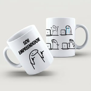 Caneca Empreendedor Cerâmica Branca  Estampa Colorida  Brilho 325ml