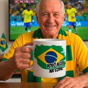 Caneca para Idoso Personalizada Polímero (Plástico) 325ml Estampa Colorida Sublimação Branca Brilho 