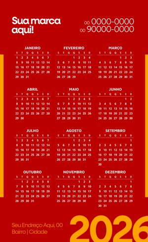 Calendário Imã - 9x15cm