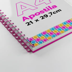 Apostila Wire-o + Capa em cartão 300g + BOPP brilho ou fosco - 4x4 Sulfite 75g