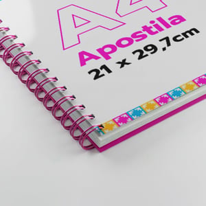 Apostila Wire-o + Capa em cartão 300g + BOPP brilho ou fosco - 4x0 Sulfite 90g