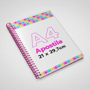 Apostila Espiral + Capa transparente - 4x0 Sulfite 75g  21x29,7cm 4x0 - Apenas frente  Espiral e contra capa em 7 cores Desconto progressivo! Limite de 500 folhas.