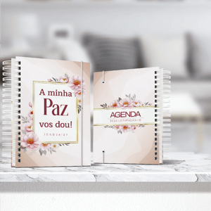 Agenda Floral Edificante 2026 Offset 75g/m² A5   Capa dura 2mm c/ adesivo impresso em alta resolução + laminação Miolo com 350 páginas