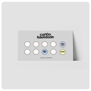 Cartão Fidelidade Couchê 250g 9x5cm 4x4 Sem revestimento Corte Reto Impressão digital