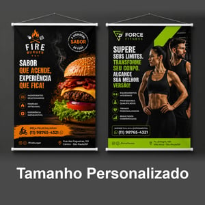 Banner Premium Medida Personalizada Lona 440g Tam. Variados  Brilho Bastão / Ponteira / Cordinha Impressão Solvente