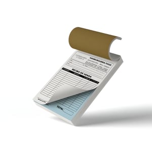 Blocos Autocopiativos 2 Vias Papel Autocopiativo 56g 15x21cm 4x0  Blocagem de 100 em 100 folhas no total (2x50fls), Grampo, Numeração e Picote A cor da 2 via pode variar, de acordo com a disponibilidade