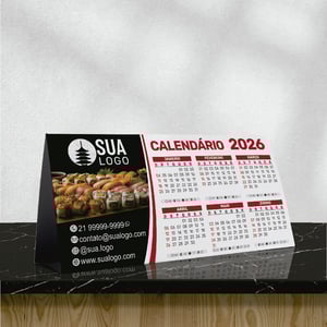 CALENDÁRIO DE MESA TRIANGULAR Triplex 250g 20x9,5cm 4x0 Laminação Brilho  