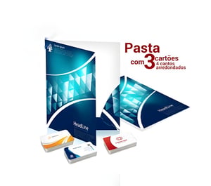 Pasta com Bolso de Encaixe Colorido + 3 Cartões Couchê Brilho 300g 31x45cm 4x0 (Área Externa Capa e Contracapa) Verniz Total Frente  Bolso de Encaixe Colorido + 3 Cartões de Visita
