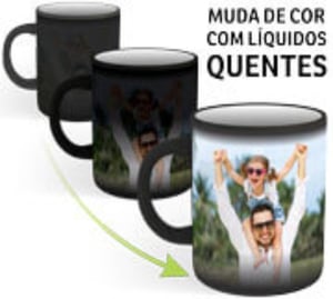 Caneca Mágica Personalizada Porcelana Termosensível 96x150mm Preta Fosco Sublimação  