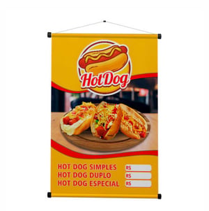 Banner 1.00x0.80 cm Lona 440g  4x0 Brilho Madeira e cordinha 