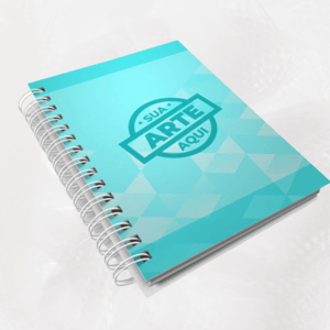 Caderno Personalizado Capa dura e miolo em sulfite com 96 folhas 200x270mm  Laminação Frente Acabamento com Wire-o 