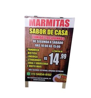 CAVALETE 60X90cm Lona 440g  4x0 Brilho Madeira 