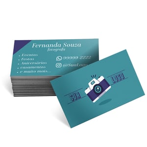 Cartão de visita 4x4 simples Couchê 300g 9x5cm 4x4 Verniz Total Brilho Corte Reto 