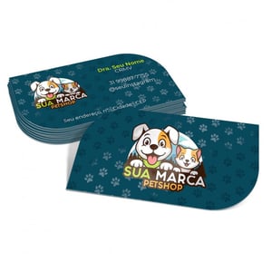 Cartão de visita Corte Especial Couchê 300g 9x5cm 4x4 Laminação Fosca e Verniz Localizado F/V Corte especial 