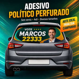 Adesivo Microperfurado Eleição 2026 - G Adesivo Perfurado 80X32 CM 4x0  Refile 