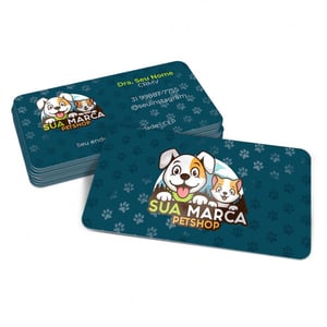 Cartão de visita Cantos arredondados Couchê 300g 9x5cm 4x4 Laminação Fosca e Verniz Localizado F/V 4 Cantos Arredondados 