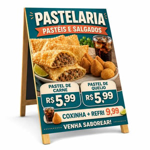 CAVALETE 60X90cm Lona 440g  4x0 Brilho Madeira 