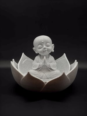 004-Suporte de Incenso Lótus Buda Zen com Vela LED