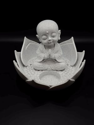 004-Suporte de Incenso Lótus Buda Zen com Vela LED