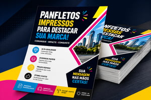 Panfleto / Folder Couchê 90g 10x14 4x0 Sem verniz Corte Reto 
